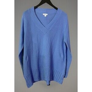 Westport Blue XL V-Neck Ribbed Knit Sweater Pullover